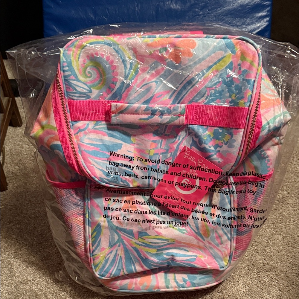 Lilly Pulitzer Pink and Blue Rolling Cooler in original packaging NWT Carnivale - Picture 10 of 13